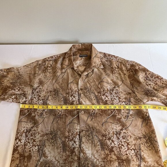 Mench Platinum Mens Short Sleeve Button Up Shirt Sz XXL Tan Brown Abstract - Picture 4 of 6
